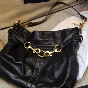 Black leather coach bag